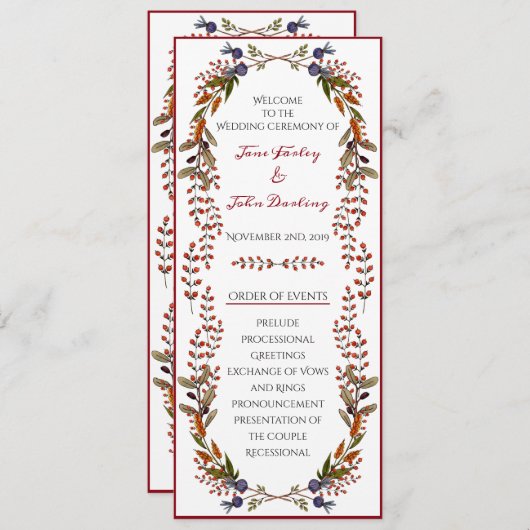 Programme de mariage des oliages d'automne (Devant / Derrière)