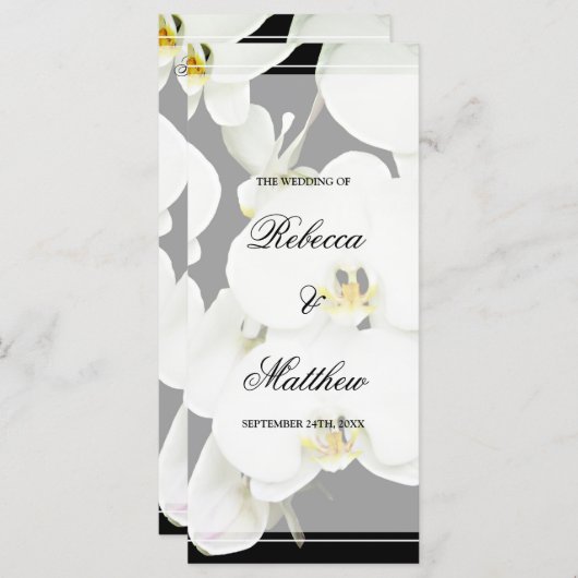 Programme de mariage des orchidées noires et blanc (Devant / Derrière)