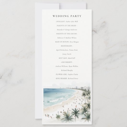 Programme de mariage des palmiers de Miami Beach (Dos)