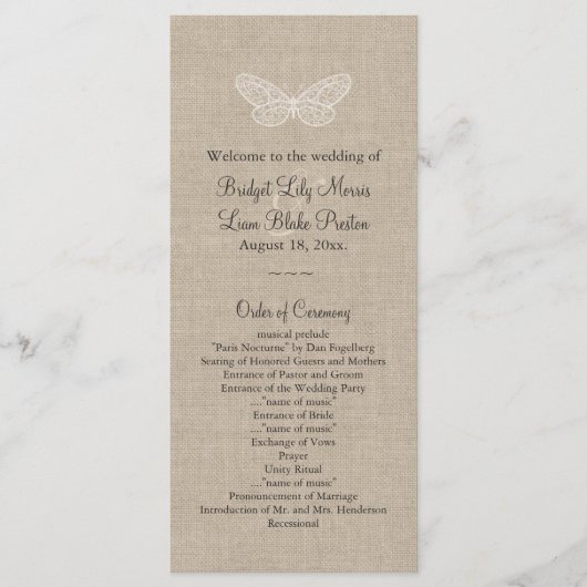 Programme de mariage des papillons dentés sur Burl (Devant)