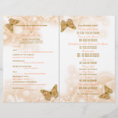 Programme de mariage des papillons en or corail (Devant)