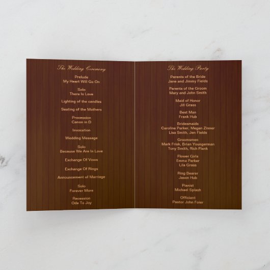 Programme de mariage des papillons floraux en bois (Intérieur)