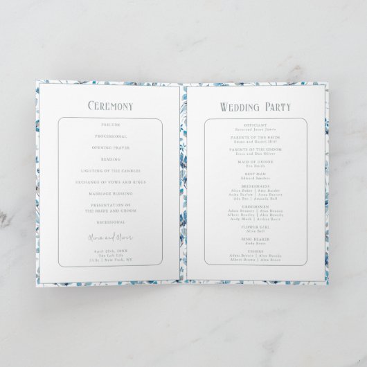 Programme de mariage des petites fleurs bleues (Intérieur)