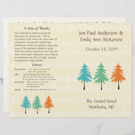 Programme de mariage des pins (Devant / Derrière)