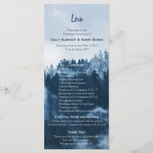 Programme de mariage des pins d'hiver (Dos)