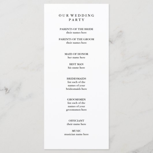 Programme de mariage des pins d'hiver (Dos)