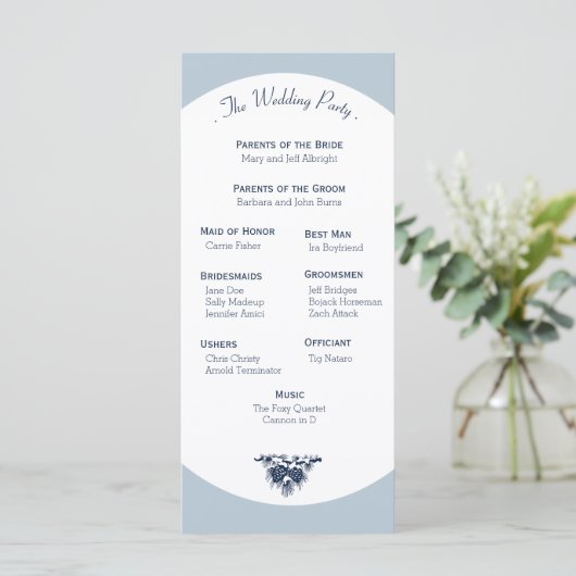 Programme de mariage des pins d'hiver Lumière (Debout devant)