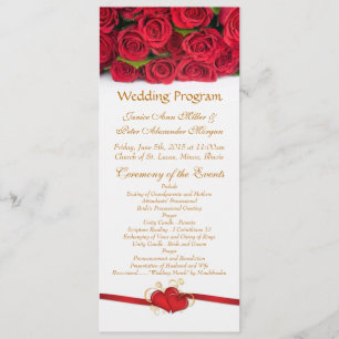 Programme de mariage des roses rouges et du coeur