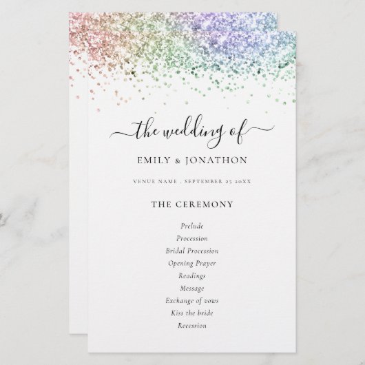 Programme de mariage des scripts de Parties scinti (Devant / Derrière)