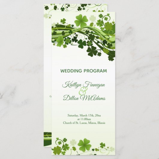 Programme de mariage des Shamrocks irlandais (Devant / Derrière)