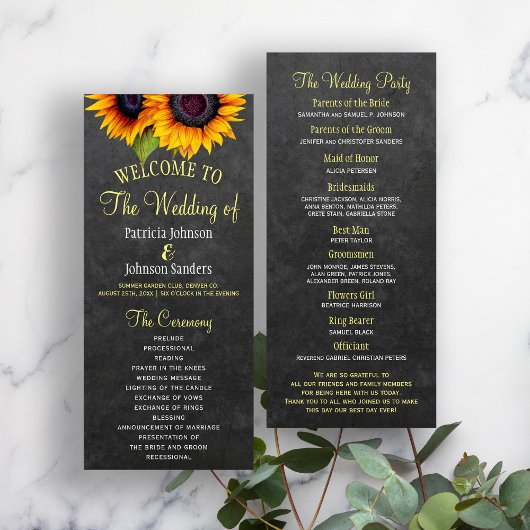 Programme de mariage des tournesols de tableau rus