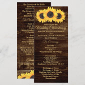 Programme de mariage des tournesols sur le bois du (Devant / Derrière)