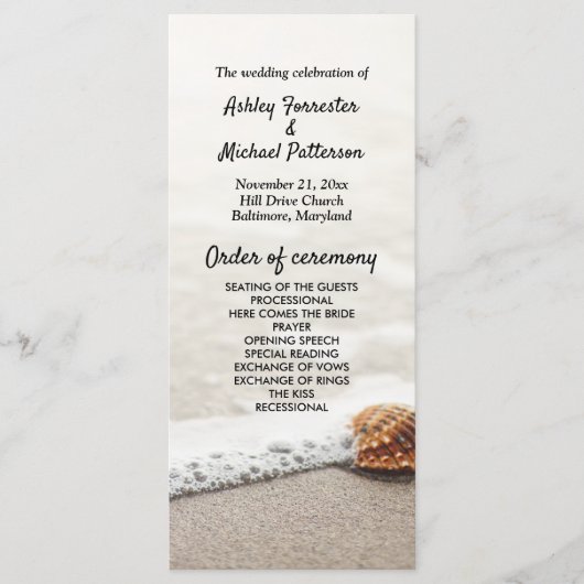 Programme de mariage des vagues de plage (Devant)