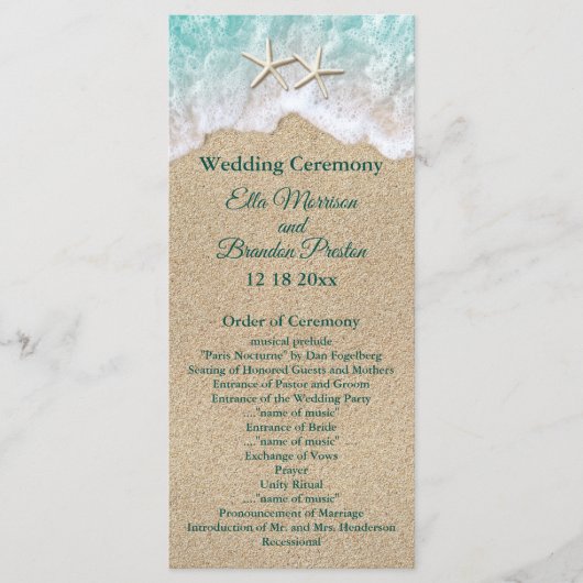Programme de mariage des vagues de plage et des ét (Devant)