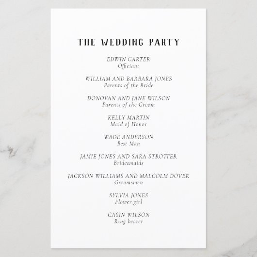 Programme de mariage des vignes pittoresques (Dos)