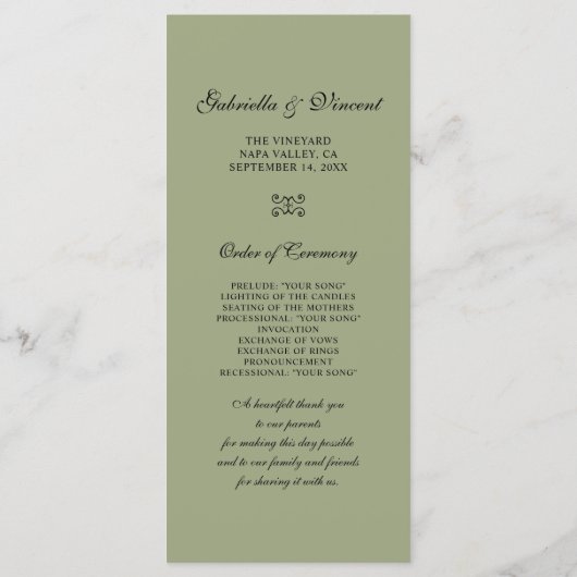 Programme de mariage des vignes vertes (Dos)