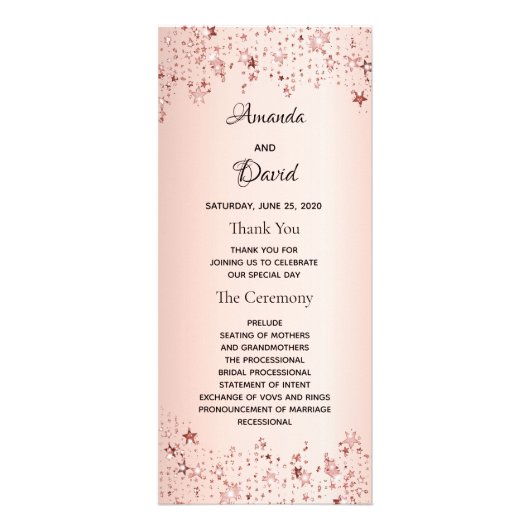 Programme de mariage d'étoiles métalliques en or r (Devant)