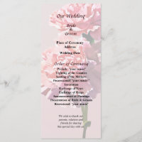 Programme de mariage Deux Œillets Roses