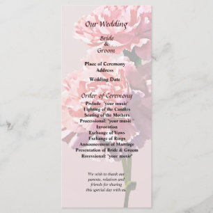 Programme de mariage Deux Œillets Roses