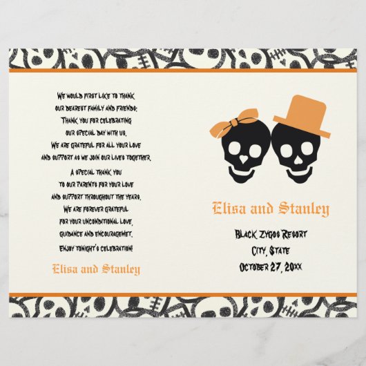 Programme de mariage d'Halloween orange et noir cr (Devant)