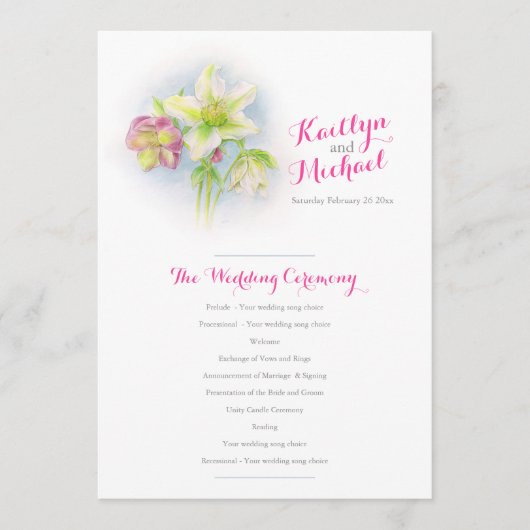 Programme de mariage d'hélibores de printemps d'aq (Devant)