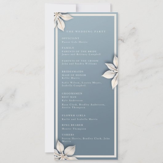 Programme de mariage d'hiver (Dos)