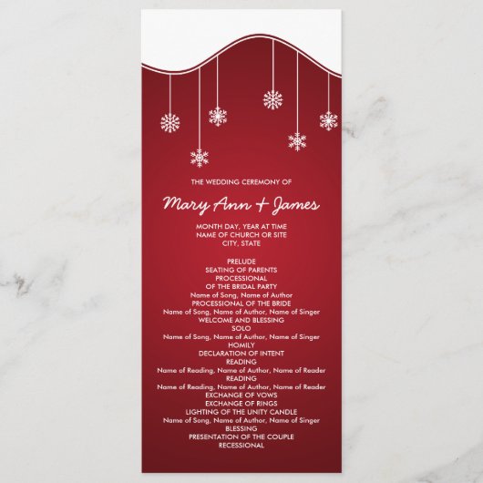 Programme de mariage d'hiver Décoration de flocon  (Devant)