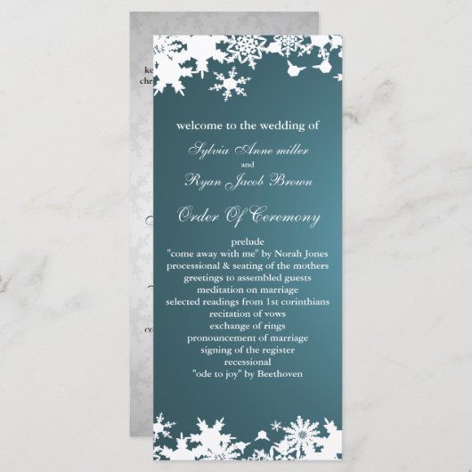 programme de mariage d'hiver des flocons bleus (Devant / Derrière)