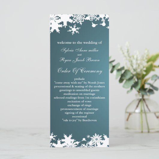 programme de mariage d'hiver des flocons bleus (Debout devant)