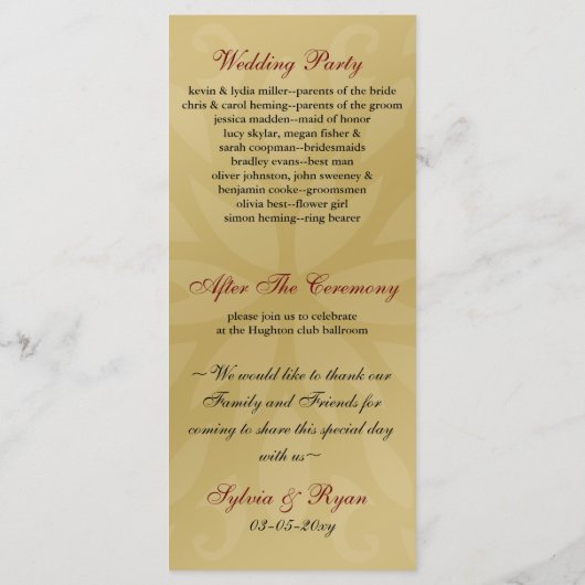 programme de mariage d'hiver des flocons de neige (Dos)