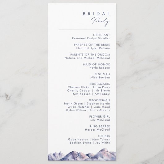 Programme de mariage d'hiver en montagne (Dos)