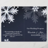 programme de mariage d'hiver navy blue snowflakes (Devant)