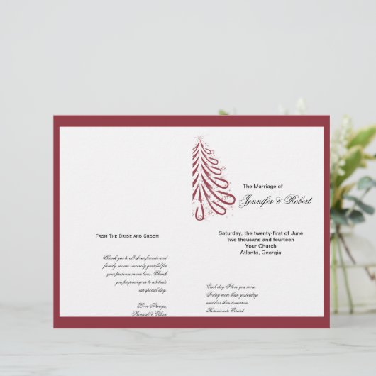 Programme de mariage d'hiver rouge et blanc (Debout devant)