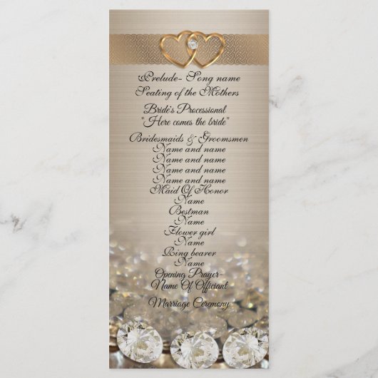 Programme de mariage diamants élégants sur satin (Dos)