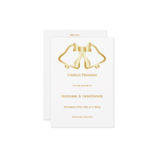 Programme De Mariage D'Or Cloches Et Ruban