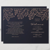 Programme de mariage d'or de la Marine plié. Bleu (Devant / Derrière)