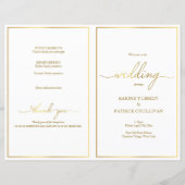 Programme de mariage d'or, police moderne et bordu (Devant)