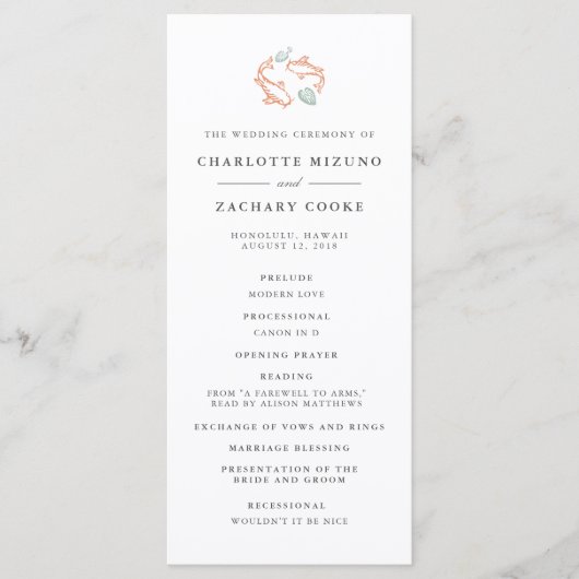 Programme de mariage double face Koi Pond (Devant)