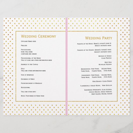 Programme de mariage double feuille en or rose tro (Dos)