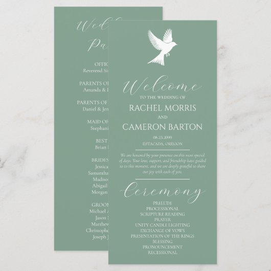 Programme de mariage Dove Classic Script Cérémonie (Devant / Derrière)