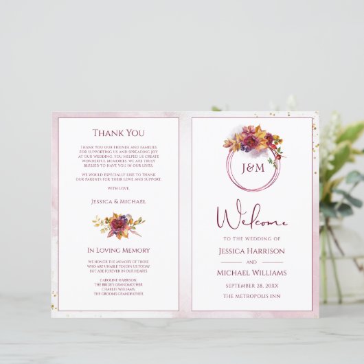 Programme de mariage du bouquet d'automne de l'aqu (Debout devant)