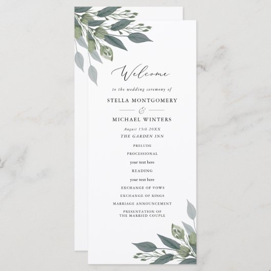 Programme de mariage du Bouquet de verdure (Devant / Derrière)