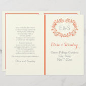 Programme de mariage du cadre de couronne de feuil (Devant / Derrière)