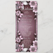 Programme de mariage du cadre floral rose (Devant)