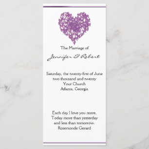 Programme de mariage du coeur du papillon pourpre