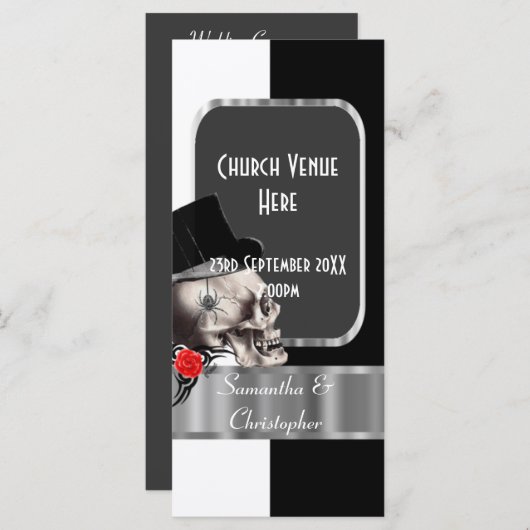 Programme de mariage du crâne gothique noir et bla (Devant / Derrière)