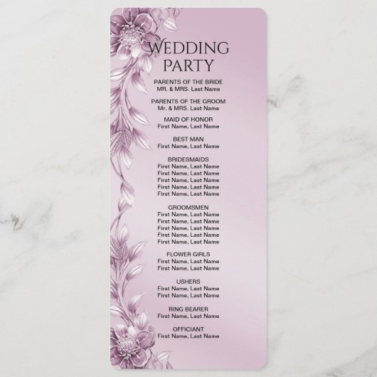 Programme de mariage du feuillage rose (Dos)