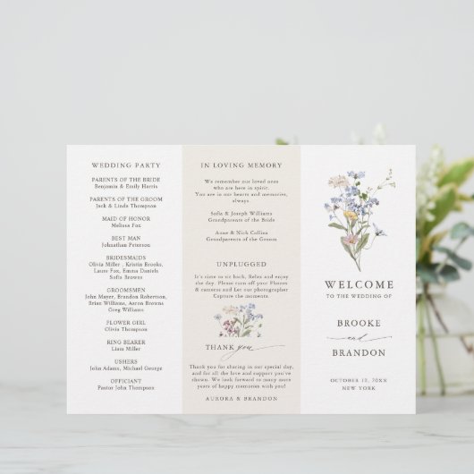 Programme de mariage du jardin du Fleur sauvage de (Debout devant)