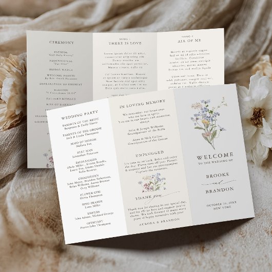 Programme de mariage du jardin du Fleur sauvage de