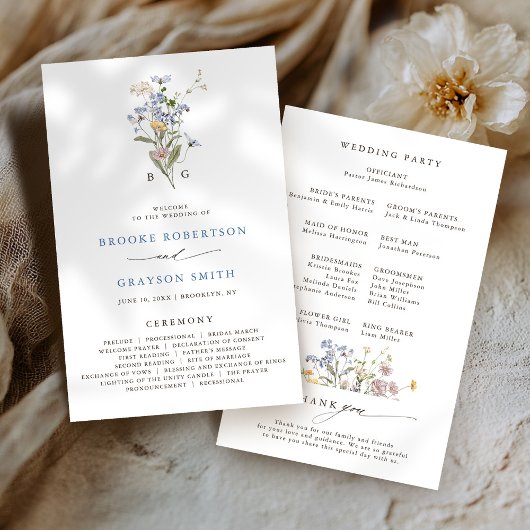 Programme de mariage du jardin du Fleur sauvage de